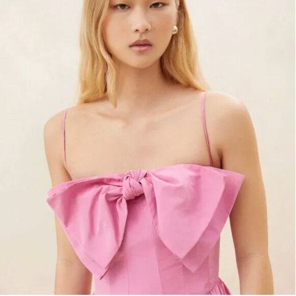 NWT Loeffler Randall: Josafina Pink Bow Midi Dress - Sz 10 - Picture 3 of 5
